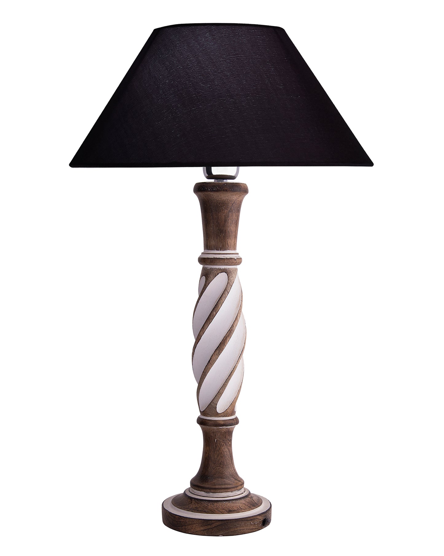 Antique White Twister wooden table lamp with shade