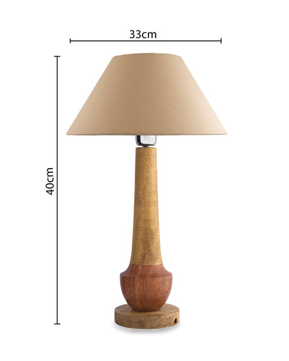 Classic Cubist Wooden Table lamp, with shade