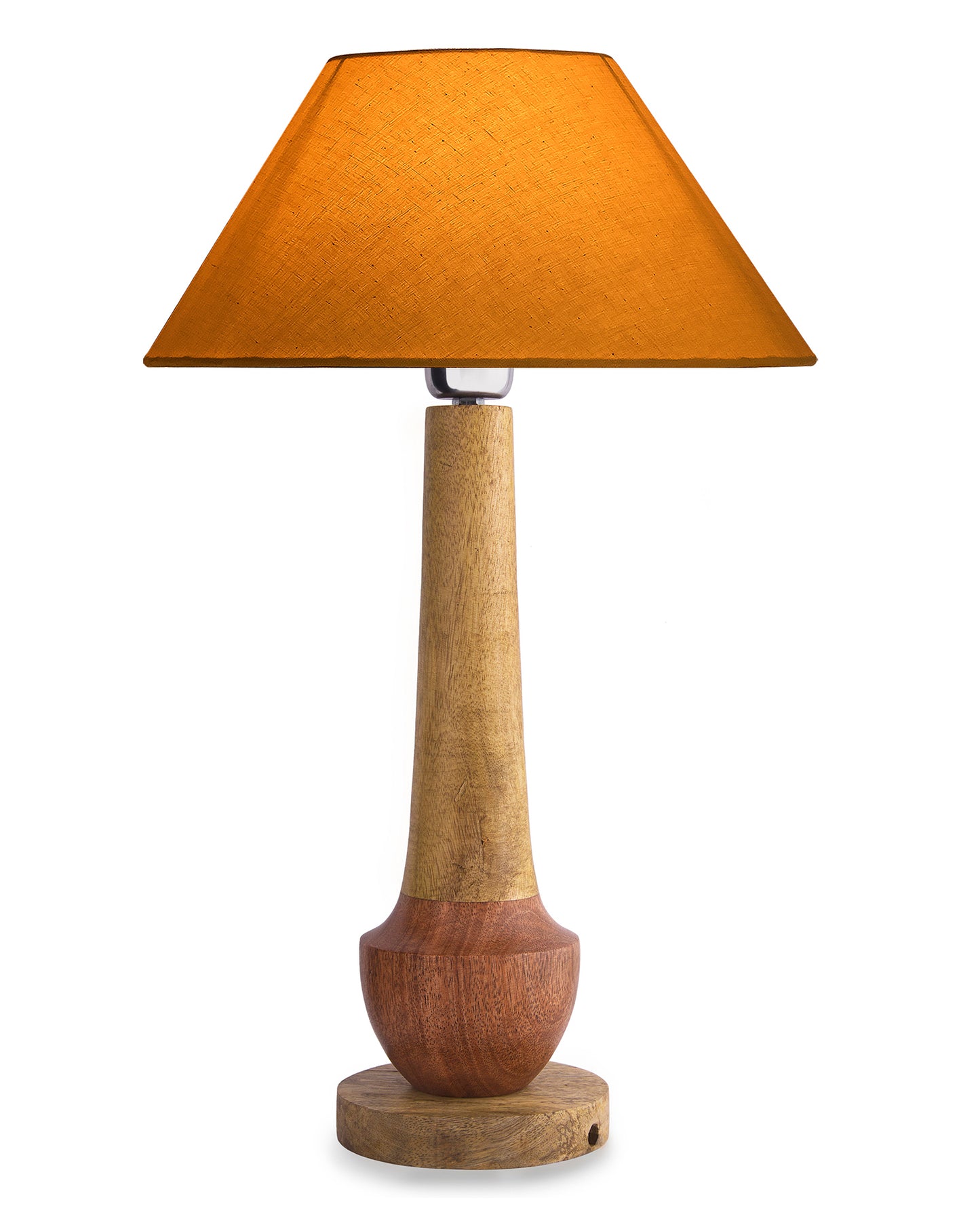 Classic Cubist Wooden Table lamp, with shade