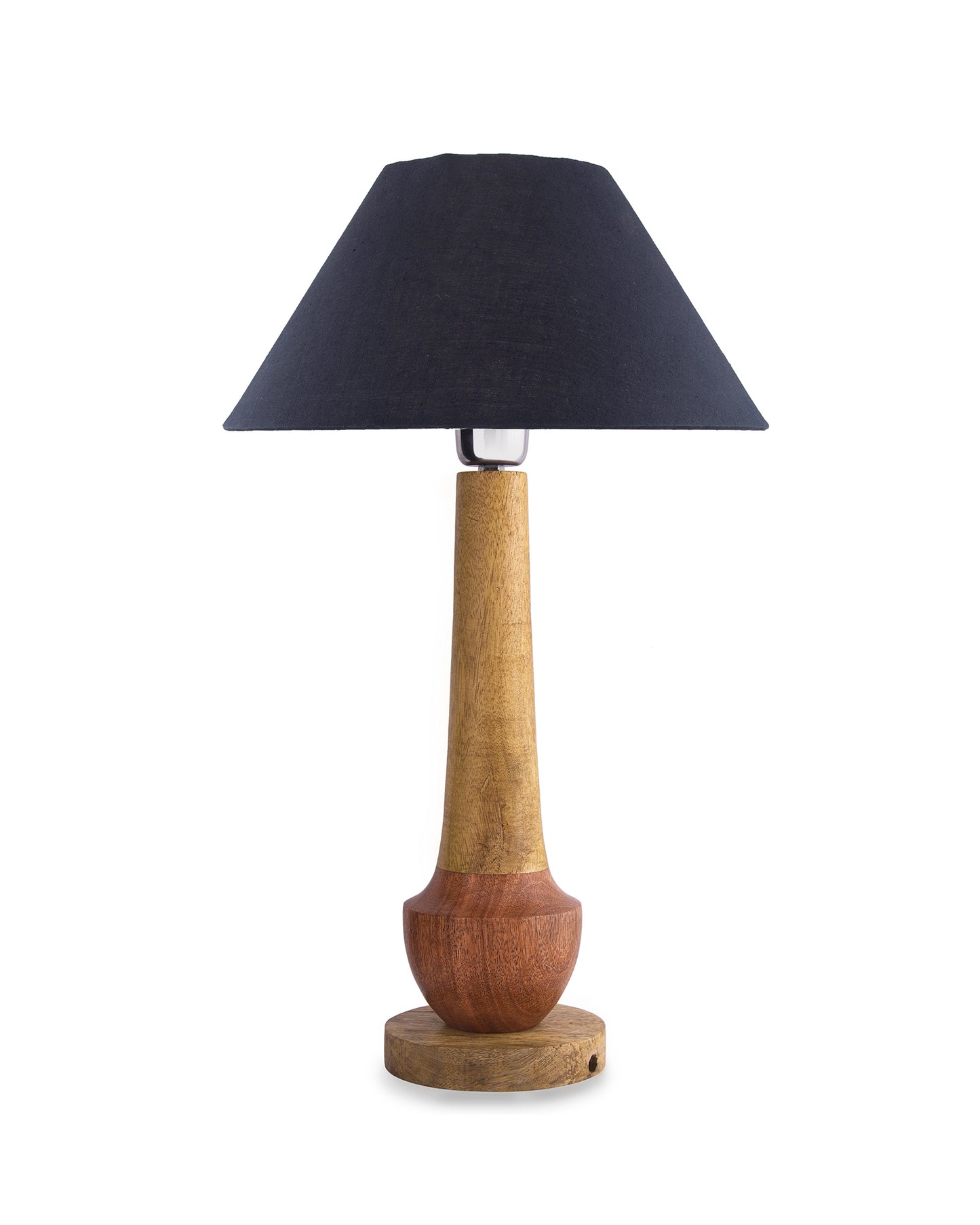 Classic Cubist Wooden Table lamp, with shade