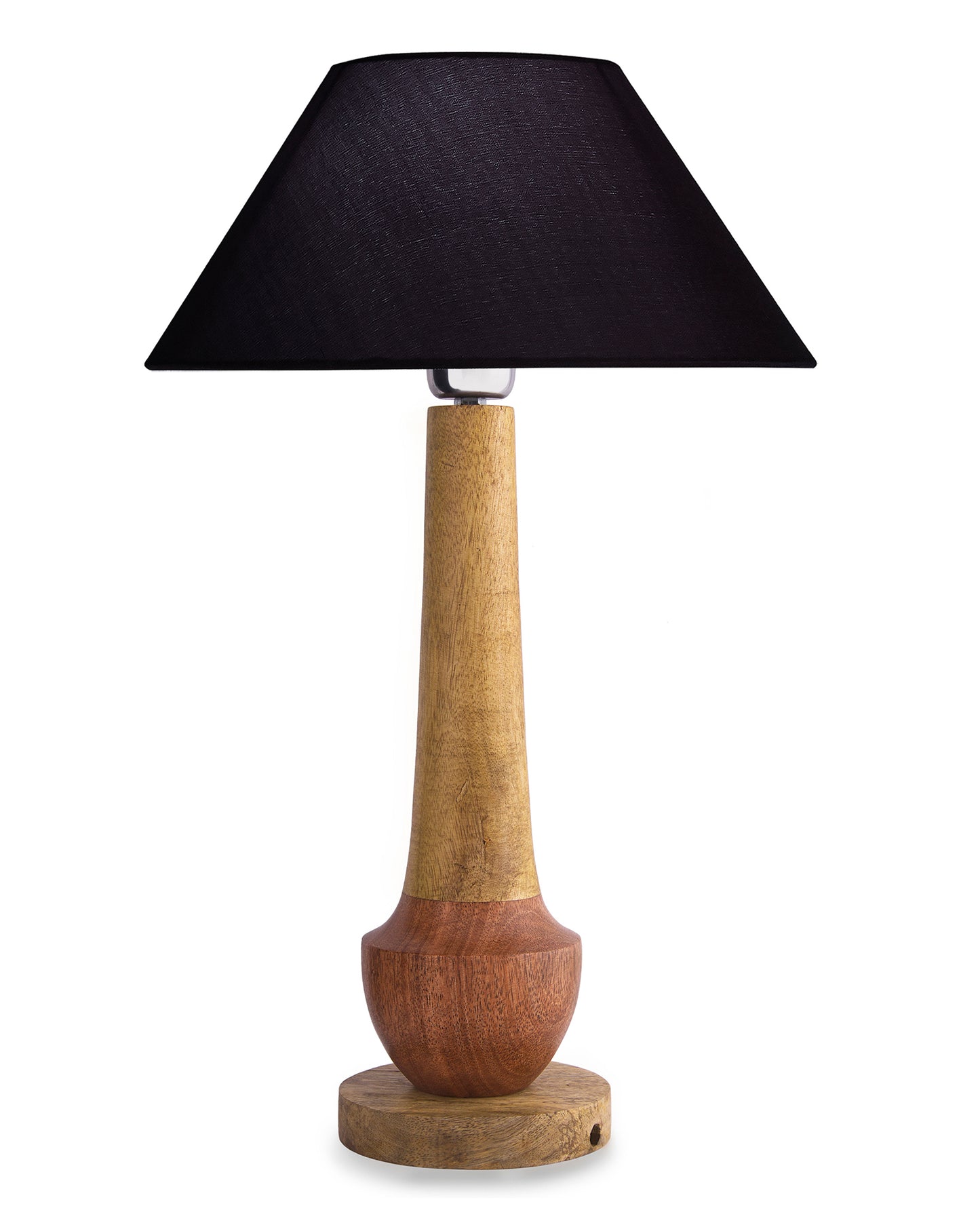 Classic Cubist Wooden Table lamp, with shade