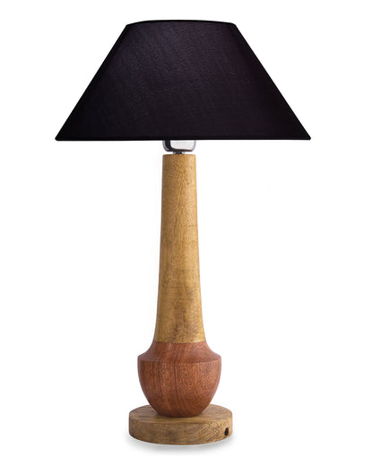 Classic Cubist Wooden Table lamp, with shade