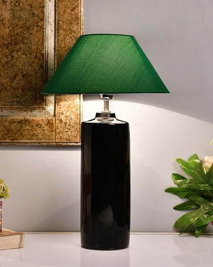 Ceramic Base Black Table Lamp with Cone Shade, LED Bulb