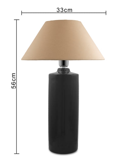 Ceramic Base Black Table Lamp with Cone Shade, LED Bulb