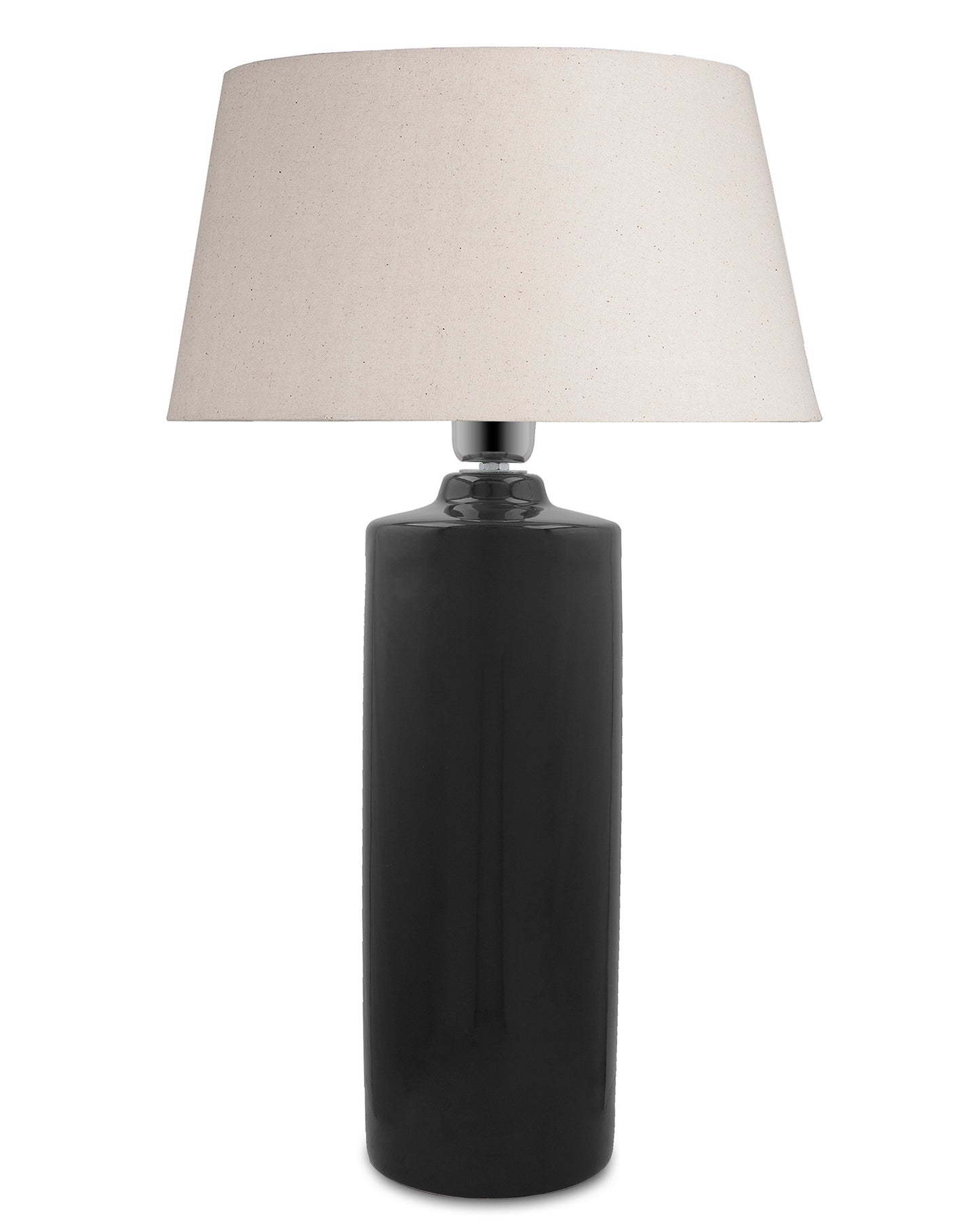 Ceramic Base Black Table Lamp with Drum Shade, LED Bulb