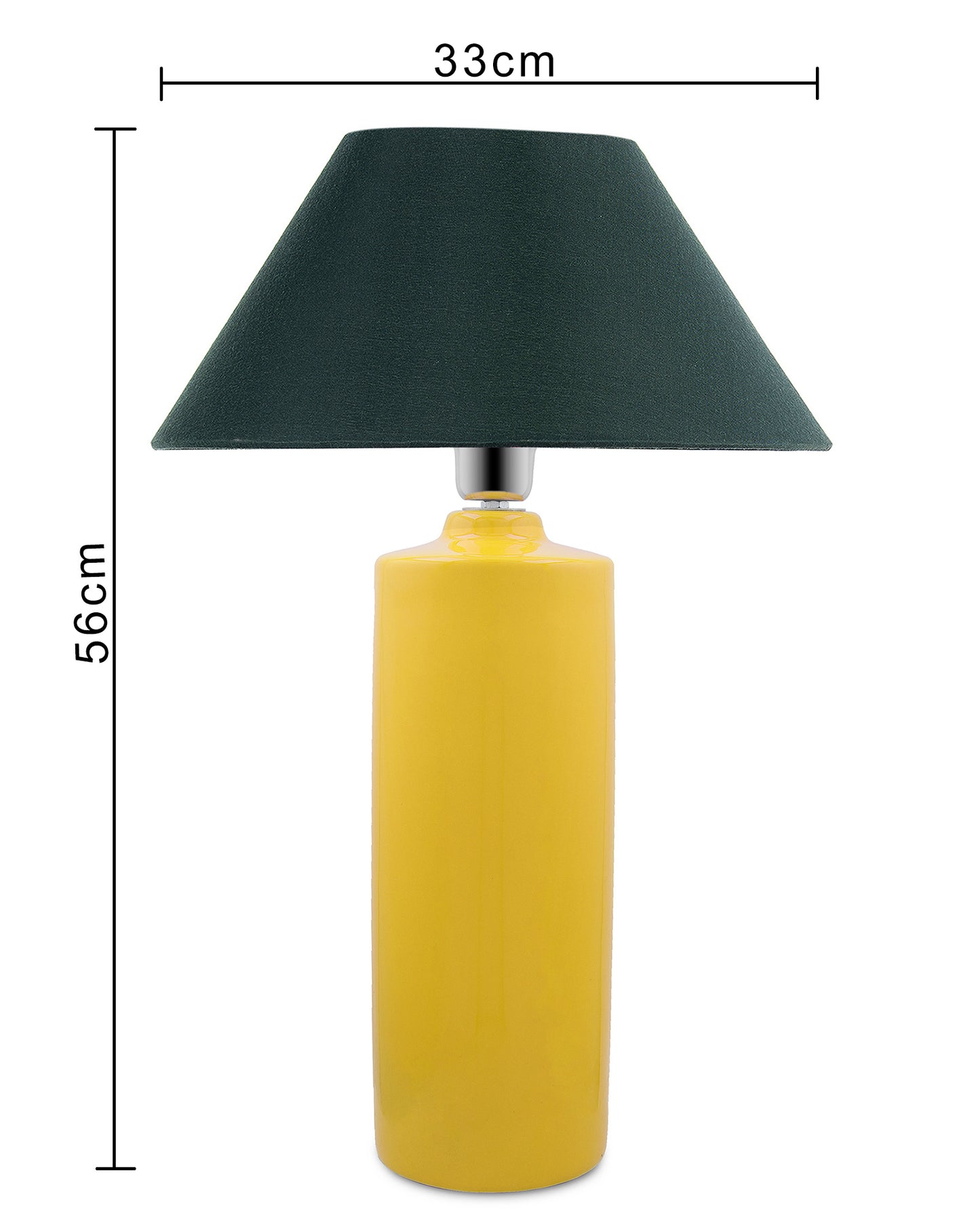 Ceramic Base Yellow Table Lamp with Cone Shade, LED Bulb