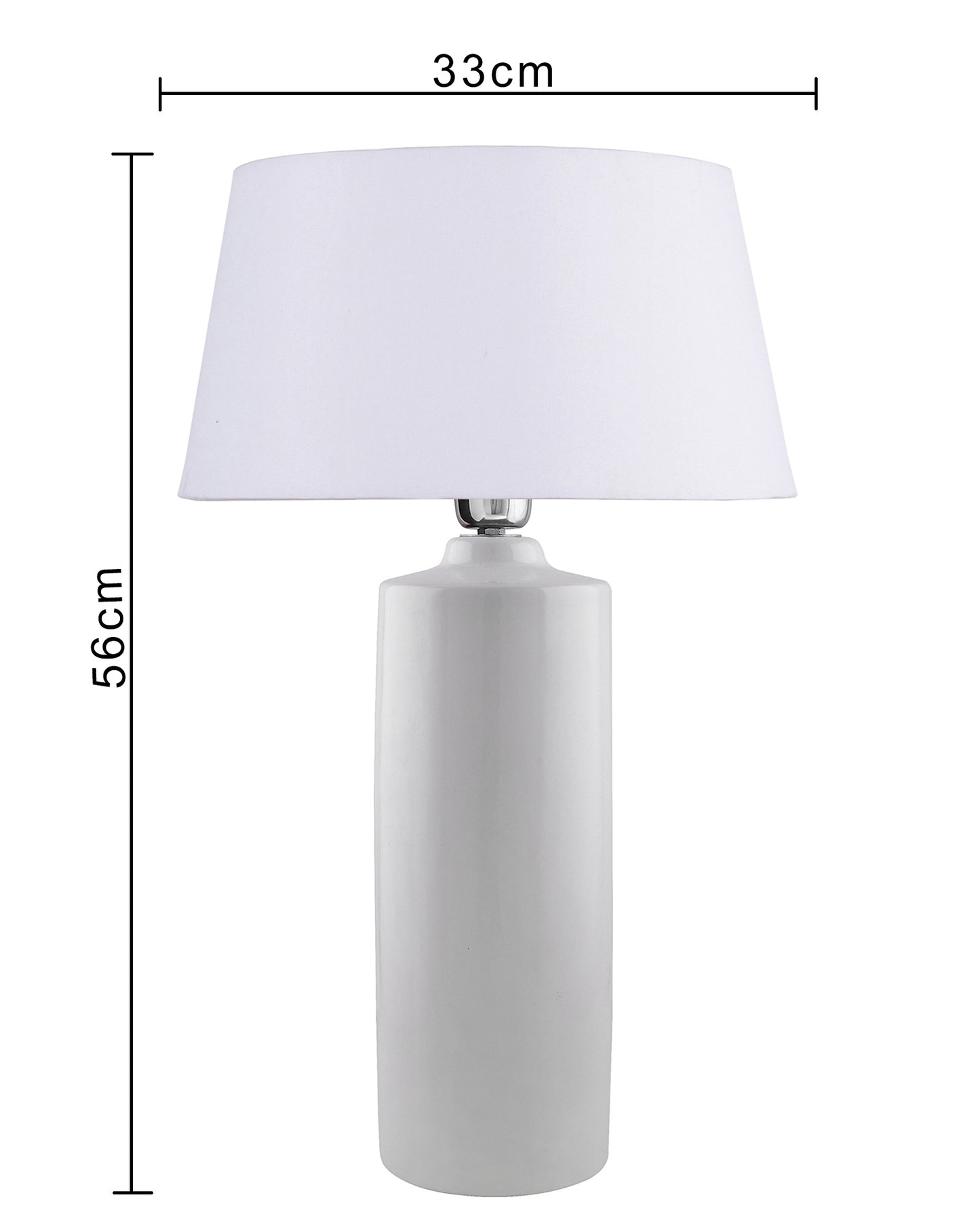 Ceramic Base White Table Lamp with Drum Shade, LED Bulb