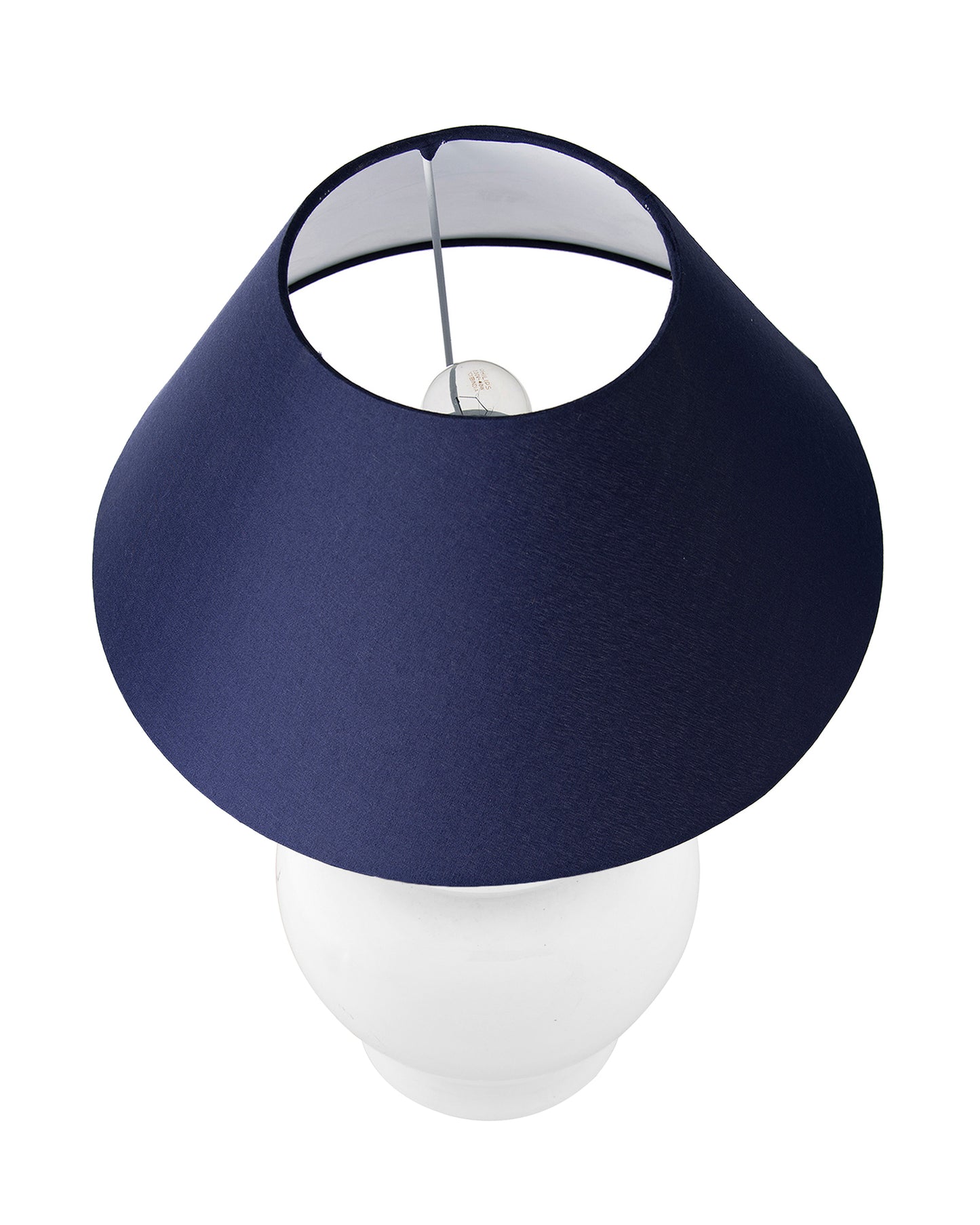 White Glossy Ceramic Pot Shaped Base Table Lamp with White Cone Shade E-27 Bulb