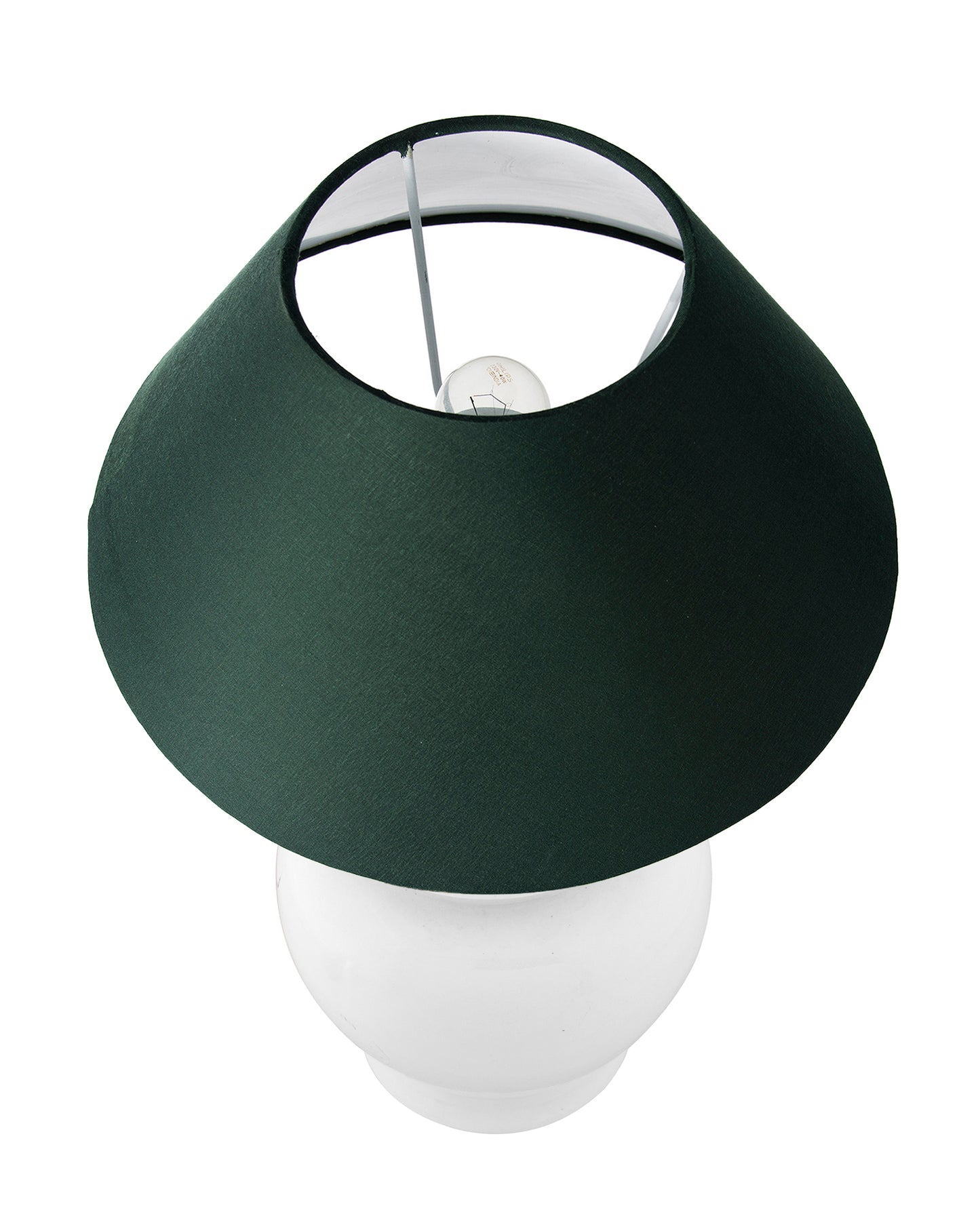 White Glossy Ceramic Pot Shaped Base Table Lamp with White Cone Shade E-27 Bulb