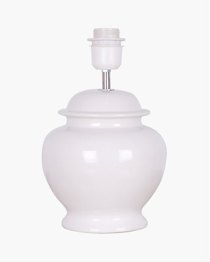 White Glossy Ceramic Pot Shaped Base Table Lamp with White Cone Shade E-27 Bulb