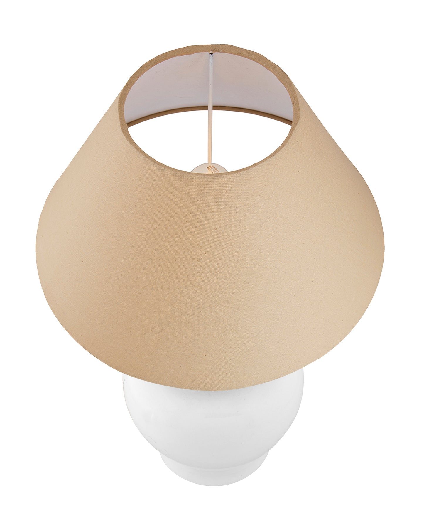 White Glossy Ceramic Pot Shaped Base Table Lamp with White Cone Shade E-27 Bulb