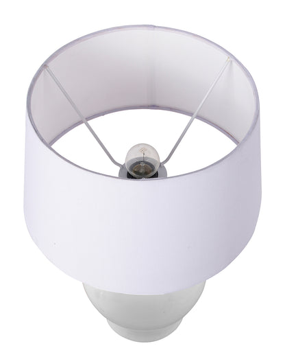 Ceramic Pot Shaped Base White Table Lamp with Drum Shade, LED Bulb
