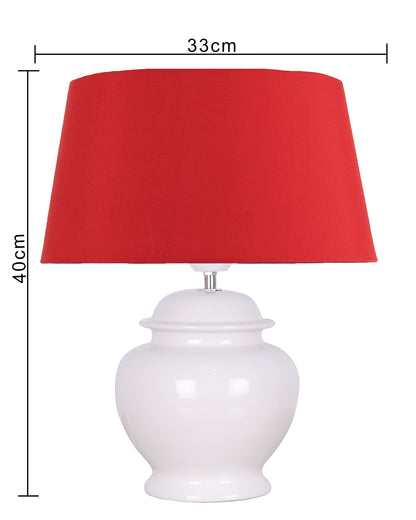 Ceramic Pot Shaped Base White Table Lamp with Drum Shade, LED Bulb