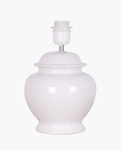 Ceramic Pot Shaped Base White Table Lamp with Drum Shade, LED Bulb
