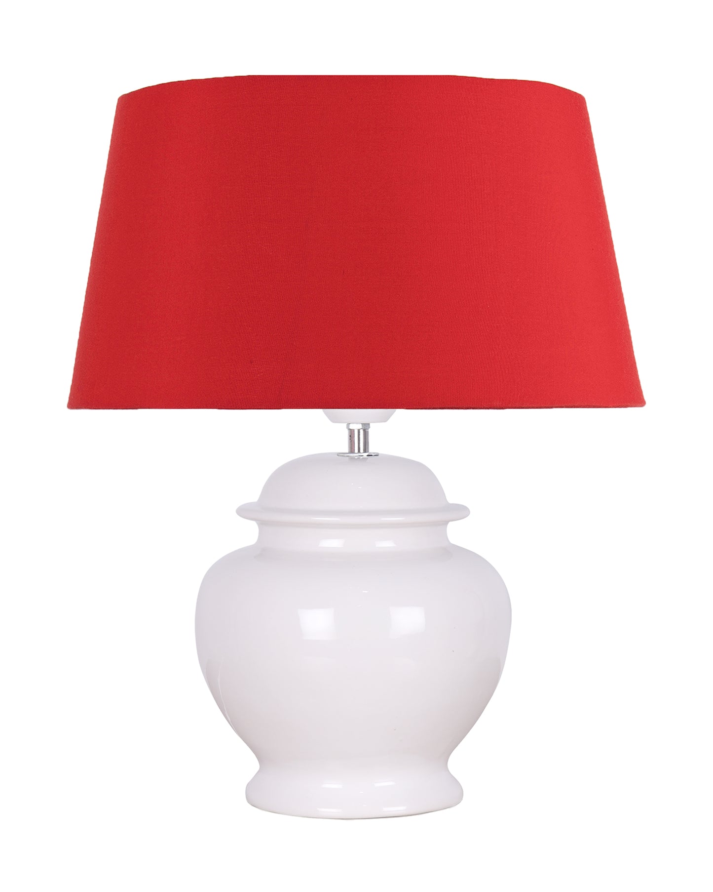 Ceramic Pot Shaped Base White Table Lamp with Drum Shade, LED Bulb