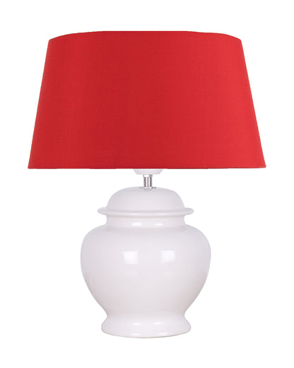 Ceramic Pot Shaped Base White Table Lamp with Drum Shade, LED Bulb