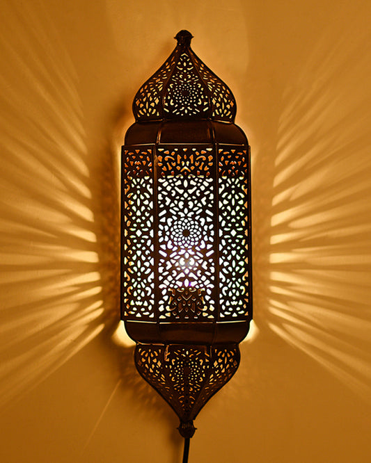 Homesake® Moroccan Wall Lamp – Handcrafted Decorative Metal Light for living room, Bedroom, Offoce or Festive Decor