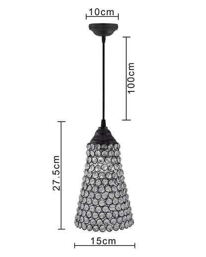 Crystal Cone Metal Lamps Hanging Lighting, Bohemian Iron Bar Pendant Light Crystal Light