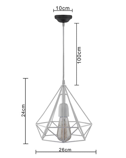 White Edison Filament Hanging DIAMOND caged, E27 Holder,ceiling light for LED/filament bulb, Decorative, Urban Retro style, Black color metal