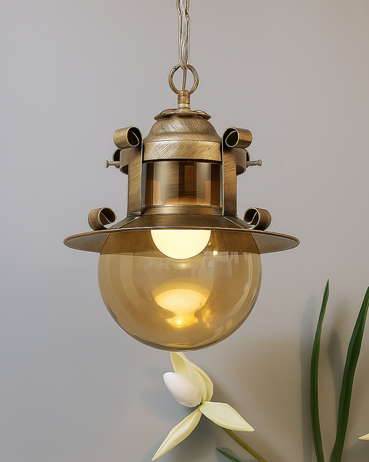 Rustic Hanging Light Fixtures, Oil Rubbed Bronze Finish Indoor Vintage Pendent Industrial Lamp Fixture Glass Shade Farmhouse Metal light for Bedroom Living Room Cafe, Hanging Globe