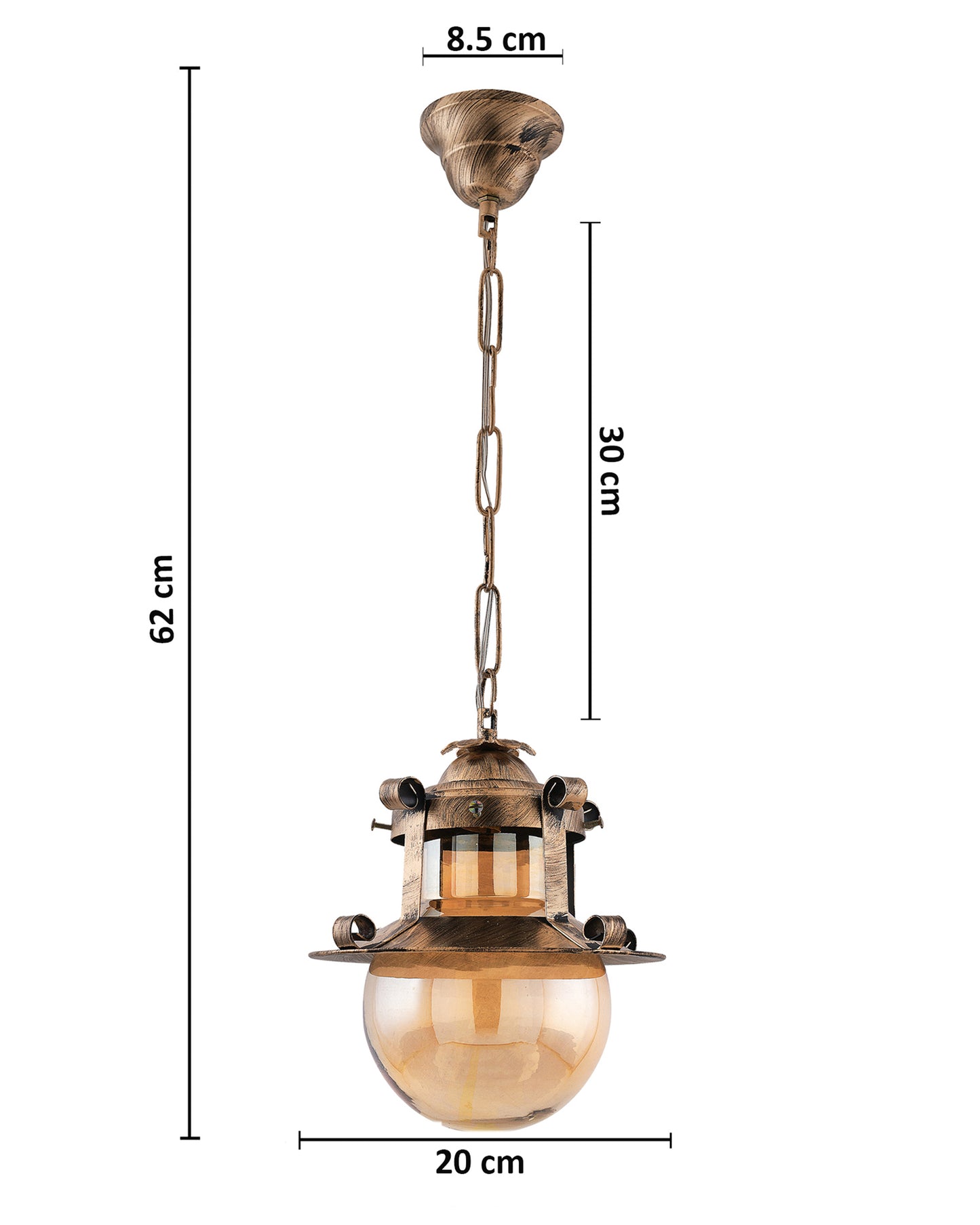 Rustic Hanging Light Fixtures, Oil Rubbed Bronze Finish Indoor Vintage Pendent Industrial Lamp Fixture Glass Shade Farmhouse Metal light for Bedroom Living Room Cafe, Hanging Globe