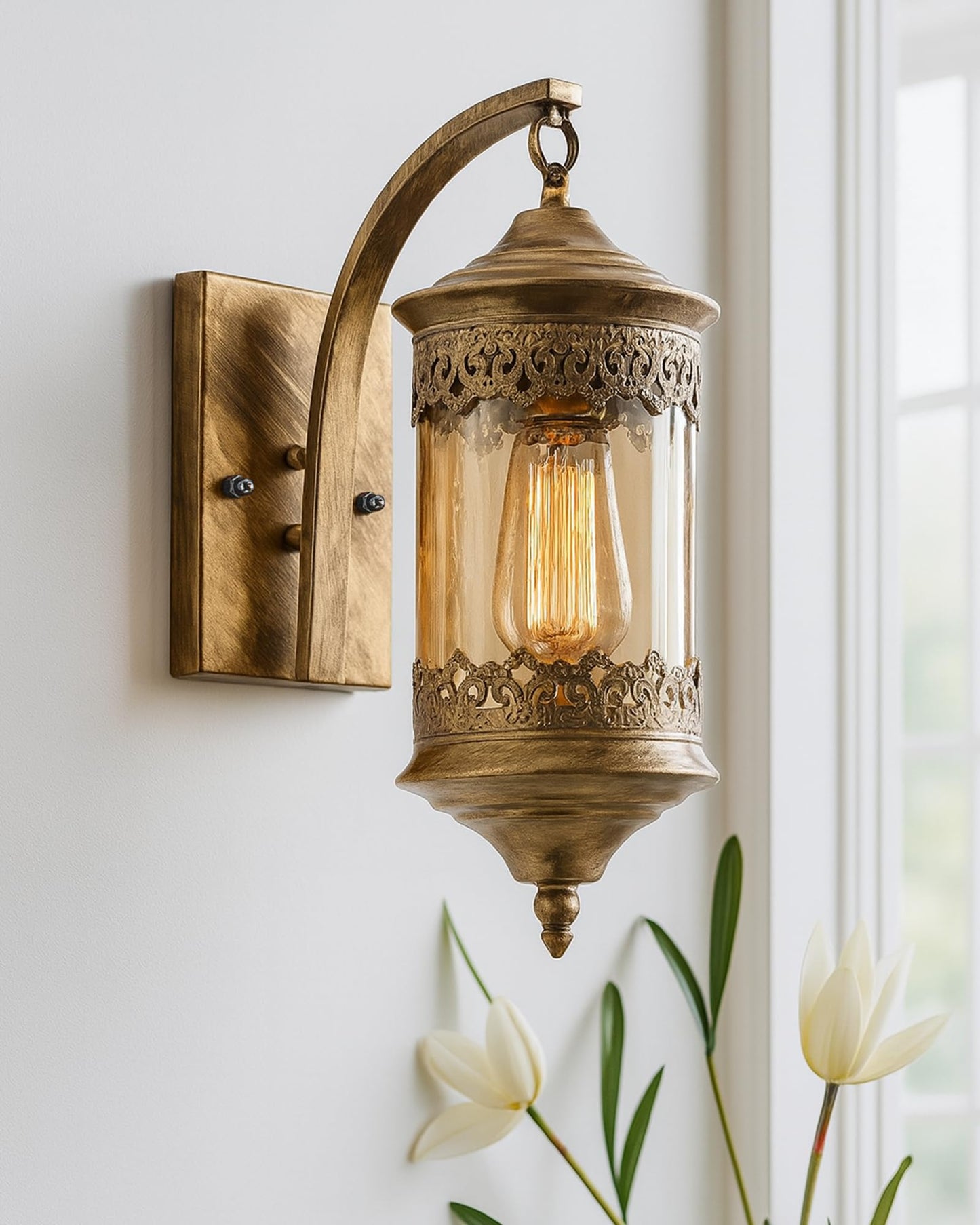 Carving Cylinder Rustic Wall Sconce Light Fixtures Oil Rubbed Bronze Finish