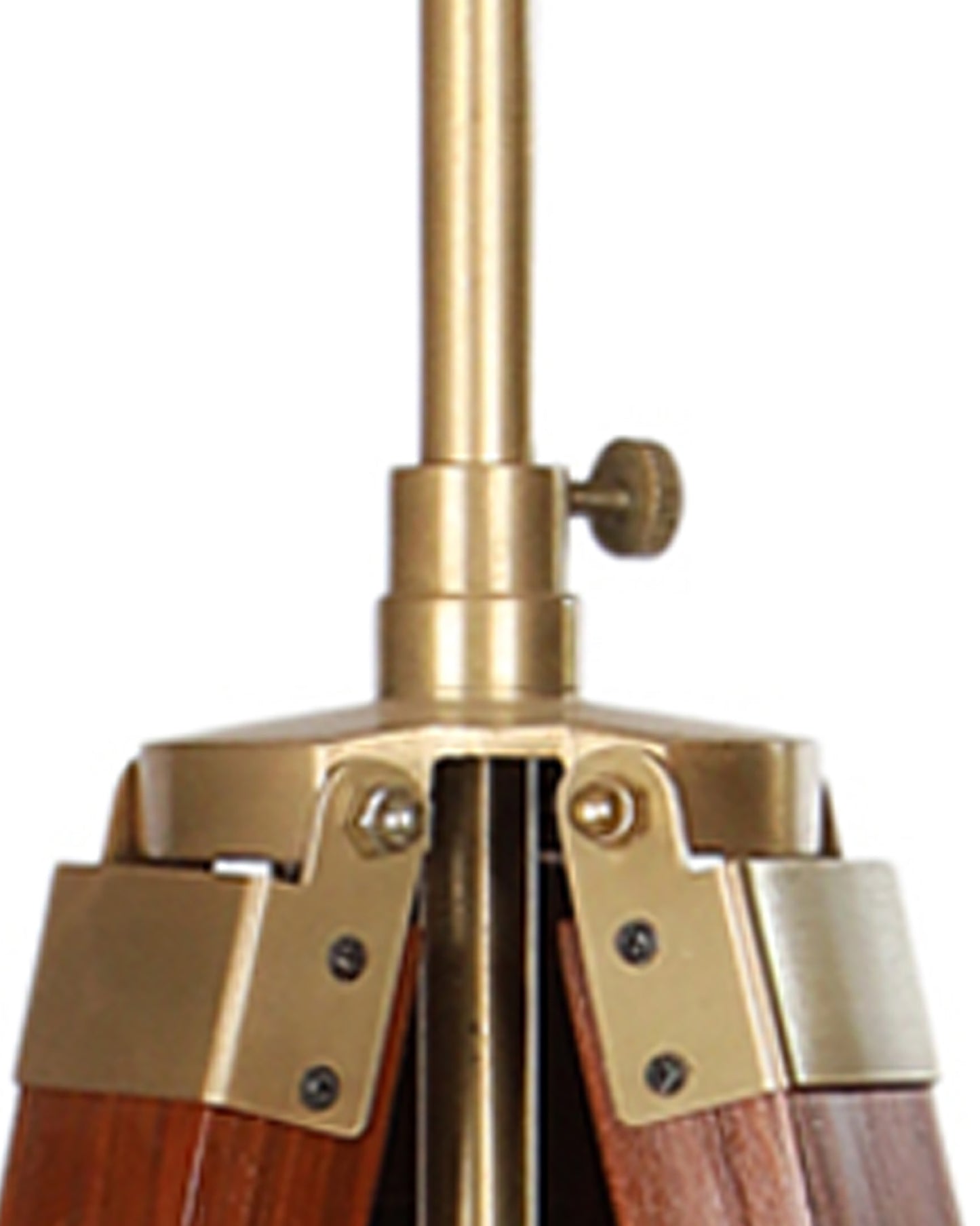 Tripod Floor Lamp with Shade Wooden, Brass Finish Industrial Nautical Marine Decorative Lamp