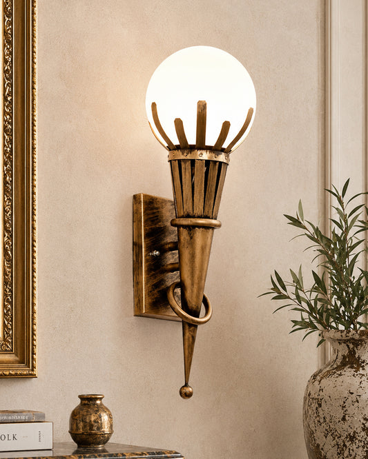 Rustic Wall Light Fixtures, Oil Rubbed Bronze Finish Indoor Vintage Wall Sconce Industrial Lamp Fixture Glass Shade Farmhouse Metal Sconces for Bedroom Living Room Cafe, Wall Torch