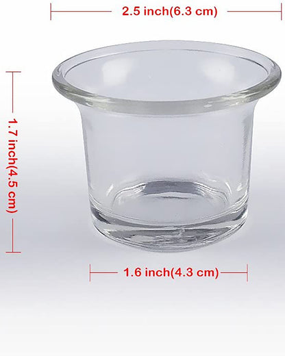 Homesake® Set of 12 Clear Collar Glass Tea Light Candle Holder, Elegant Glass Votive Holders for Diwali, Weddings, Dining Table, Living Room, Bedroom & Festive Decoration