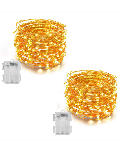 50-LED Fairy Copper String Lights 5m Waterproof, 3AA Battery, Warm White