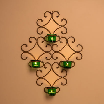 4-Votive Victorian Black Iron Wall Sconce Candle Holder,Candle Wall art