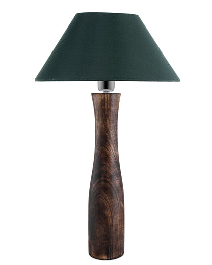 Antique Solid Timber Turned table lamp with Cone Shade