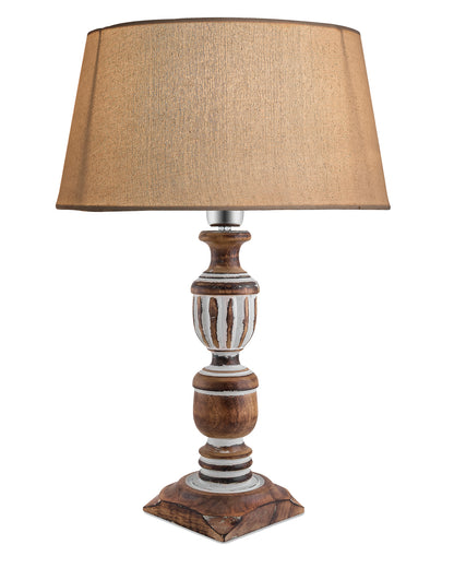 Antique White French Trophy Carved Table lamp with Empire Drum Shade