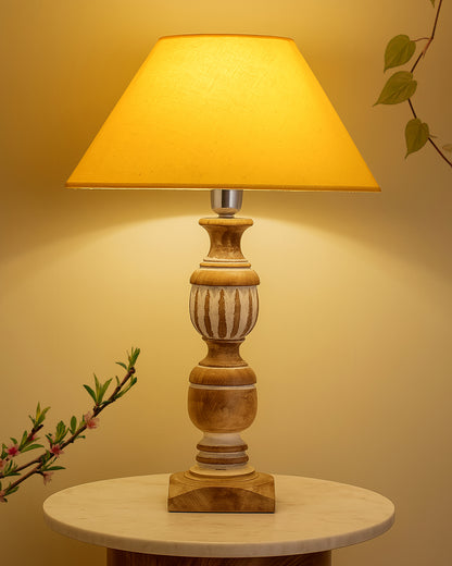 Antique White French Trophy Carved Table lamp with Cone Shade