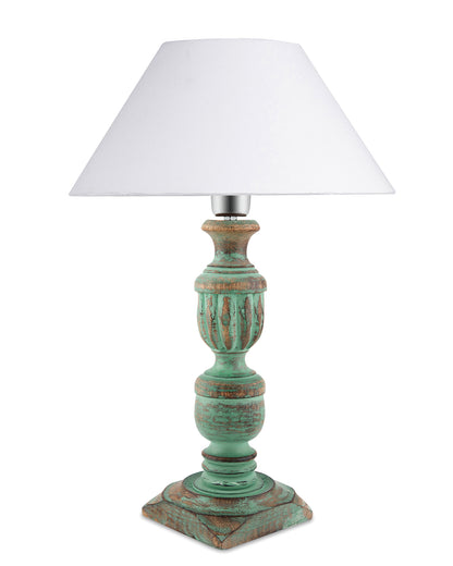 Rustic Algae French Trophy Carved Table lamp with Cone Shade