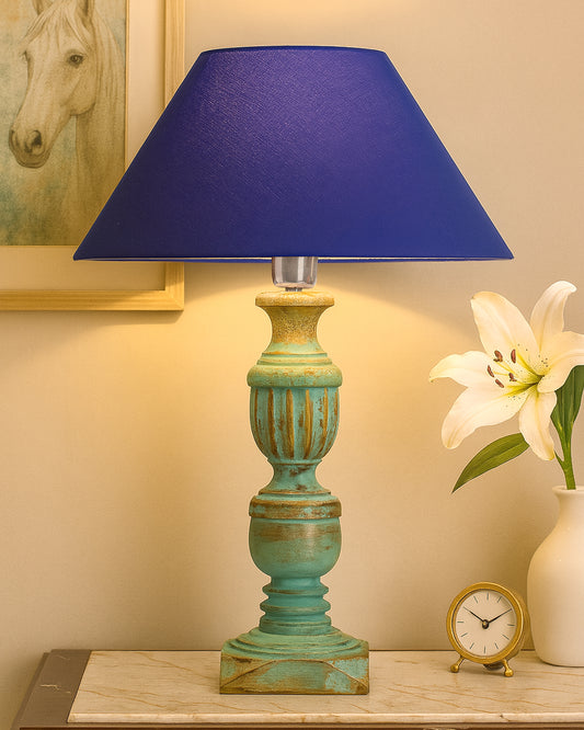Rustic Algae French Trophy Carved Table lamp with Cone Shade