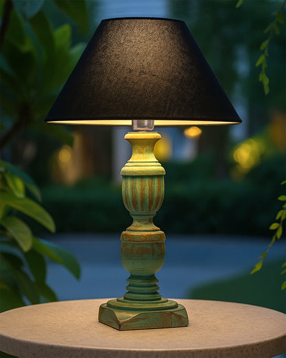 Rustic Algae French Trophy Carved Table lamp with Cone Shade