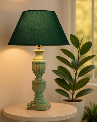 Rustic Algae French Trophy Carved Table lamp with Cone Shade