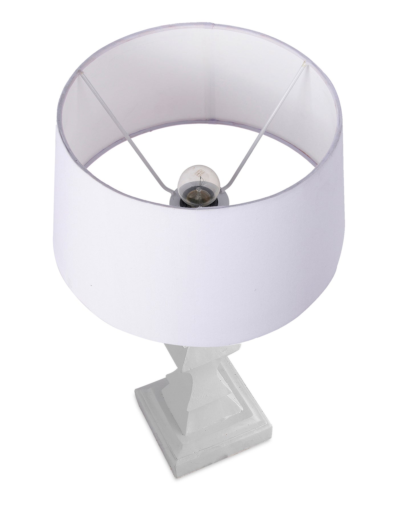 Classic Cube Cut White Table Lamp with Empire Drum Shade