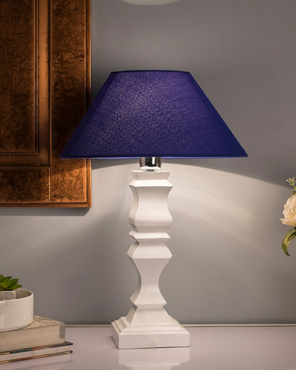 Classic Cube Cut White Table Lamp with Cone Shade