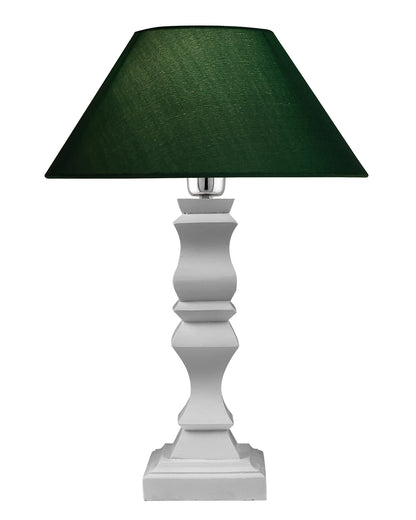 Classic Cube Cut White Table Lamp with Cone Shade