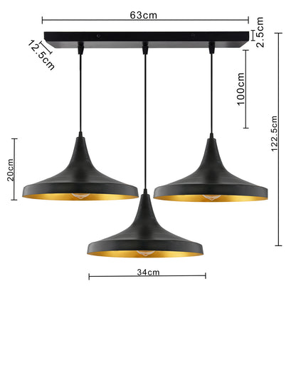 3-Lights Linear Cluster Chandelier Modern Danish hanging Light, E27 Holder, Decorative, URBAN Retro, Nordic Style