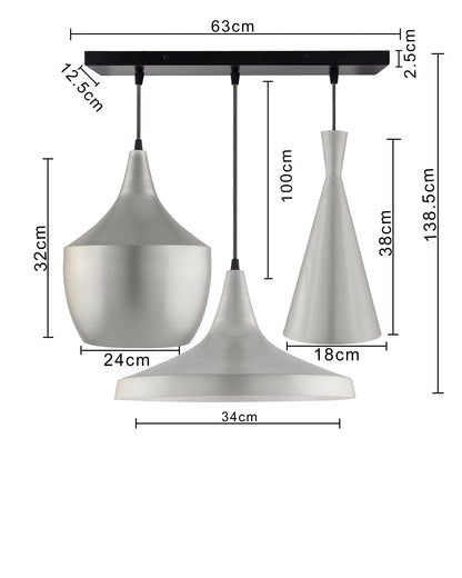 3-Lights Linear Cluster Chandelier Modern Tri-Nordic hanging Light, E27 Holder, Decorative,URBAN Retro, Nordic Style