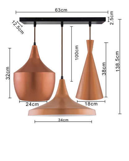 3-Lights Linear Cluster Chandelier Modern Tri-Nordic hanging Light, E27 Holder, Decorative,URBAN Retro, Nordic Style