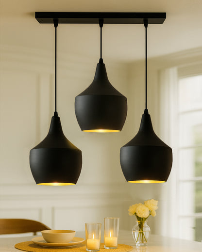 3-Lights Linear Cluster Chandelier Modern Pear hanging Light, E27 Holder, Decorative,URBAN Retro, Nordic Style