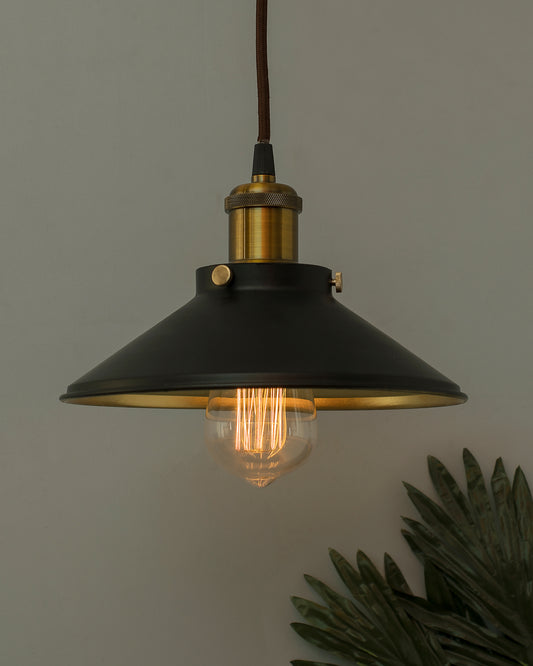 Single Black Cone Pendant with Holder, E27, Modern Nordic Hanging Ceiling Light