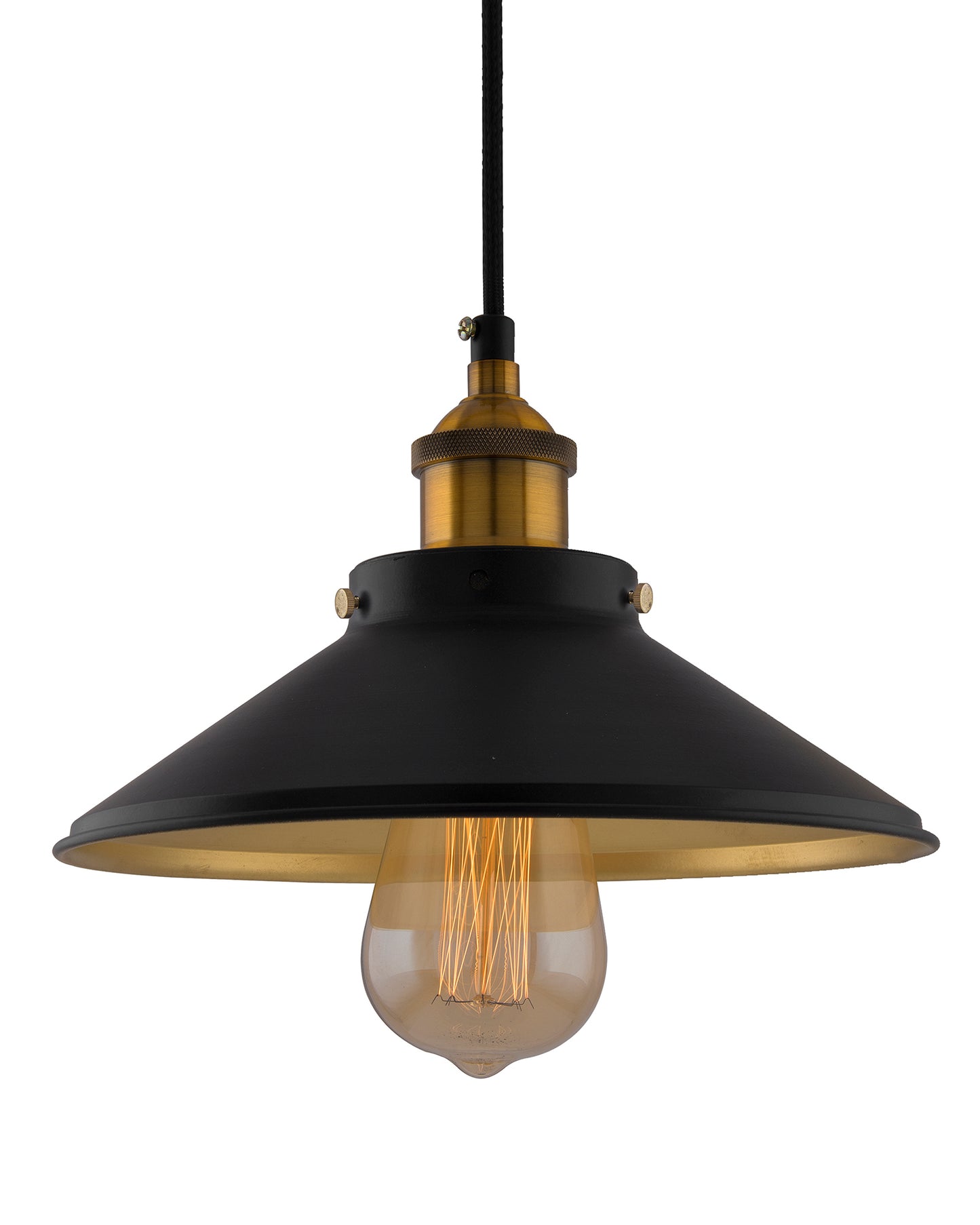 Single Black Cone Pendant with Holder, E27, Modern Nordic Hanging Ceiling Light