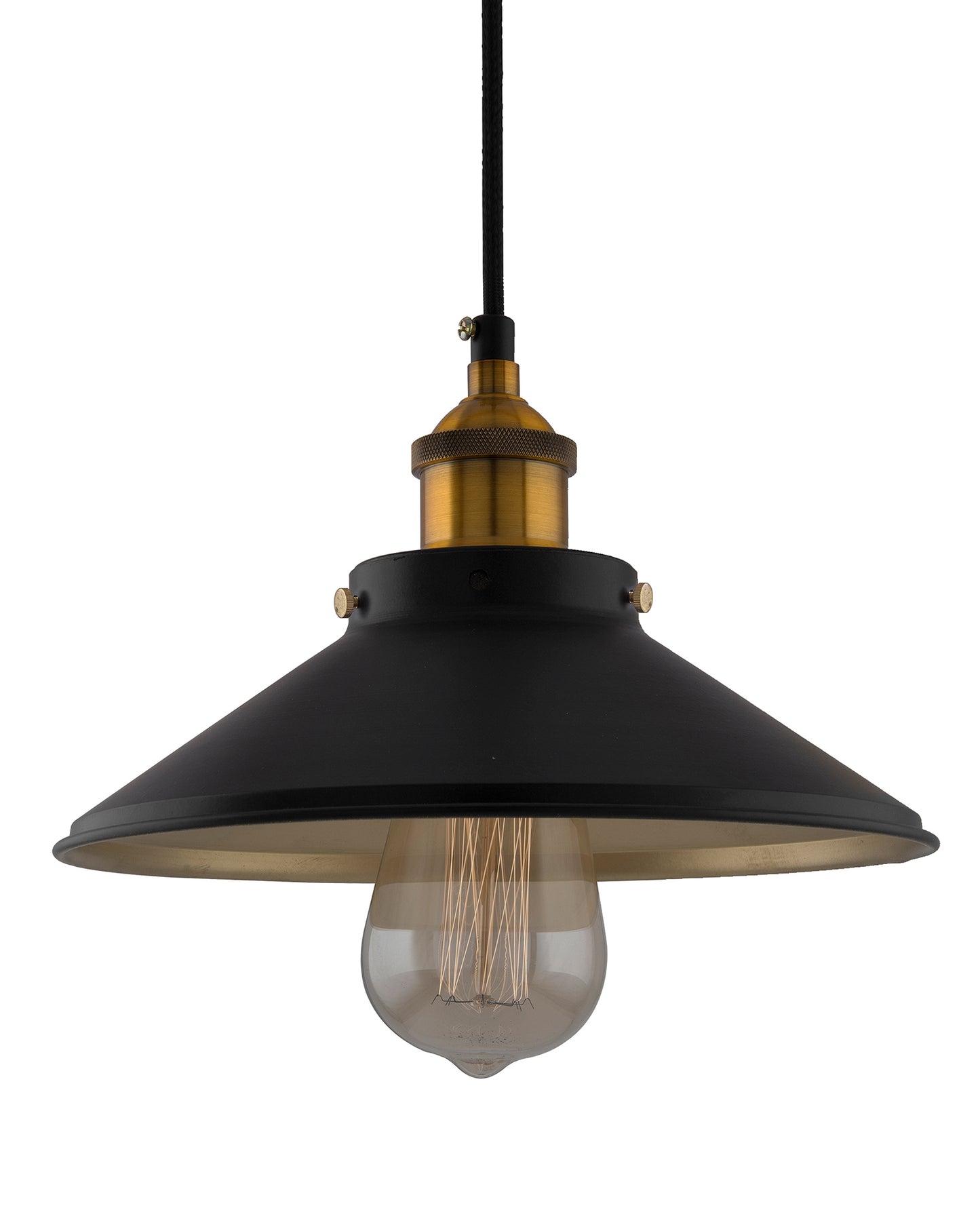 Single Black Cone Pendant with Holder, E27, Modern Nordic Hanging Ceiling Light