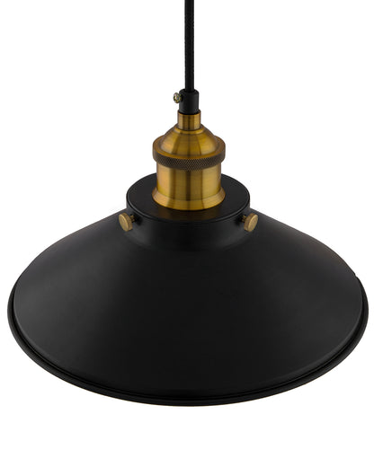 Single Black Cone Pendant with Holder, E27, Modern Nordic Hanging Ceiling Light