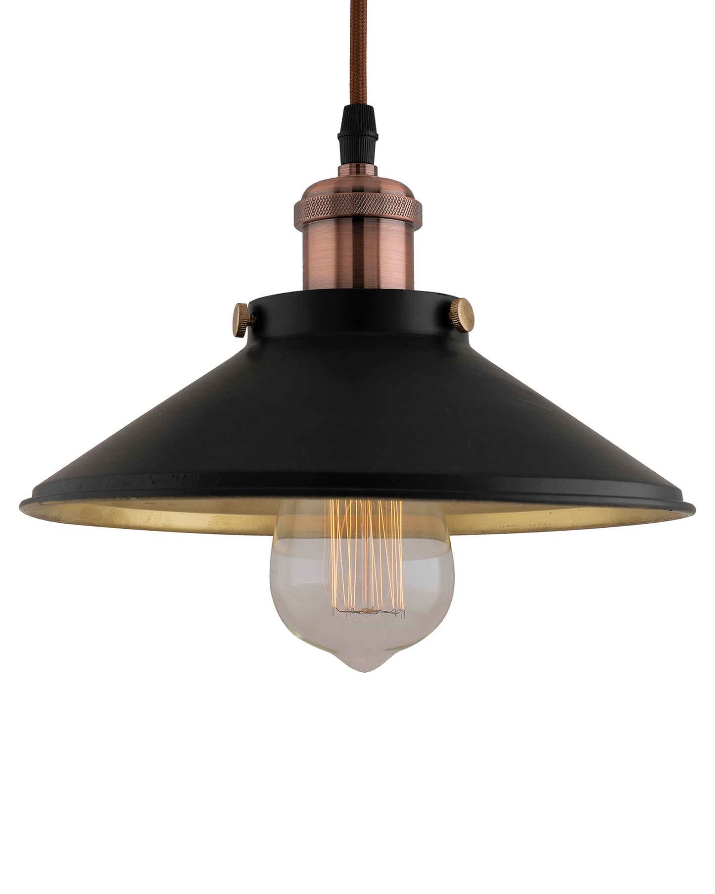 Single Black Cone Pendant with Holder, E27, Modern Nordic Hanging Ceiling Light